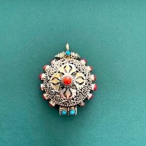 Kalachakra, Tibetan amulet, silver,